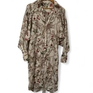 Johanna Ortiz x H&M 100% linen shirt dress with floral print. #resortwear #linen